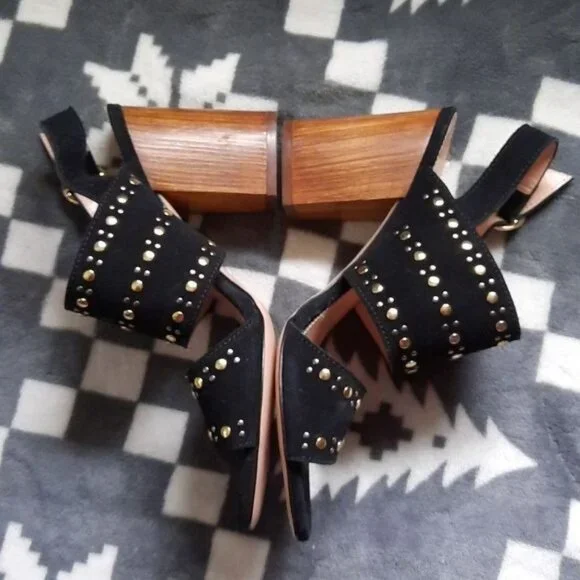 J.Crew Stella 3.5 Inch Block Heel Black Suede Leather Strappy Sandal Size 8.5 - Picture 2 of 16